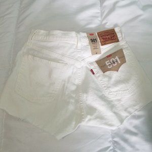 NWT Size 27 White Levi's High Waisted 501 Denim Shorts